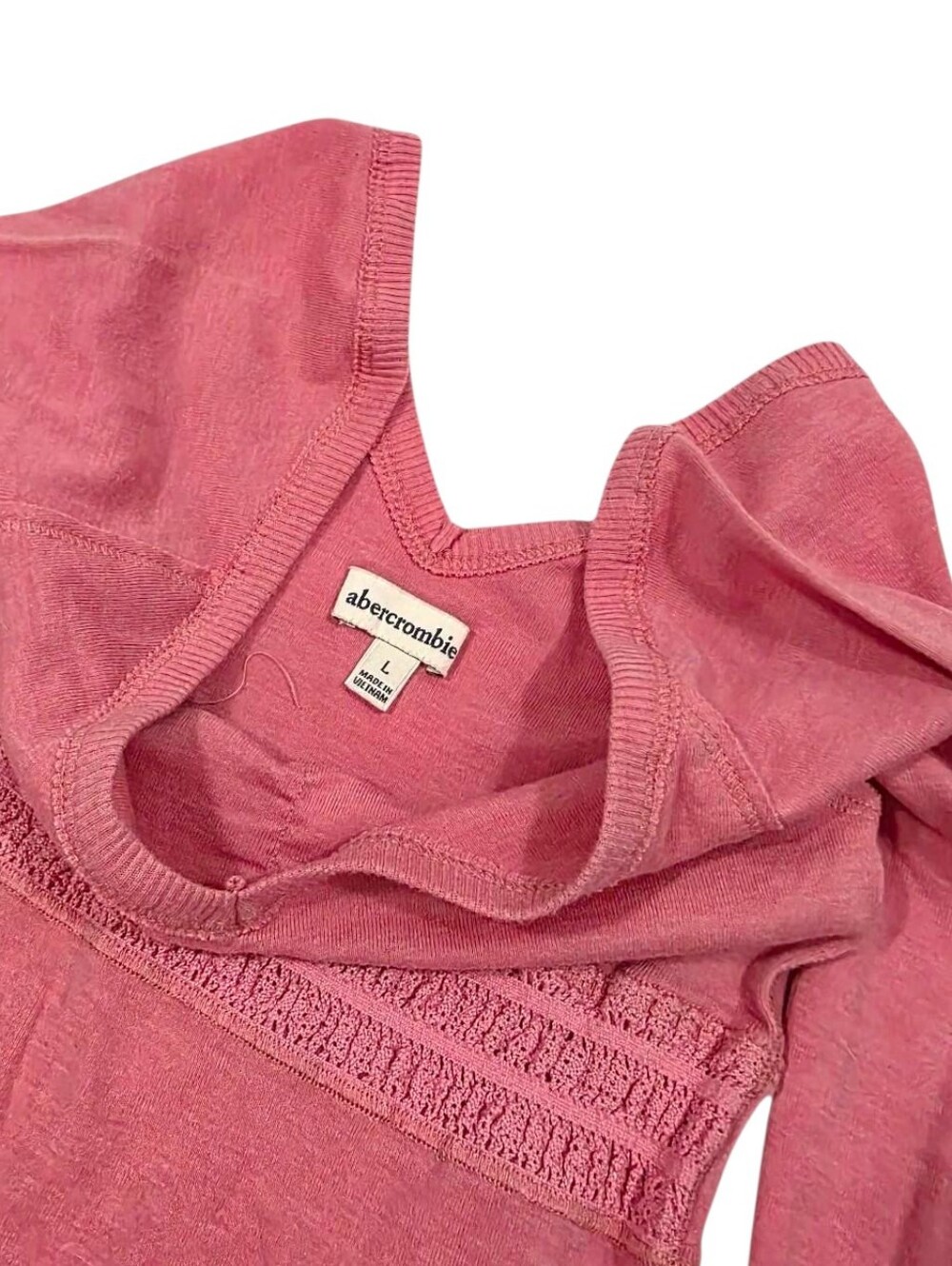 Abercrombie vintage pink long sleeve vneck babydoll top - Picture 5 of 6